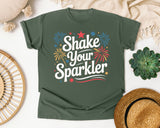 Shake Your Sparkler White 3 graphic tee in Moss