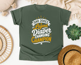 Dad Jokes Legend Diaper Changing Champion White graphic tee in Moss