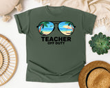 Teacher Off Duty Sunglasses graphic tee in Moss