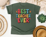 Best Teacher Ever Grey 3 graphic tee in Moss