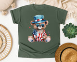 Bear In Patriotic Outfit graphic tee in Moss