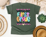 Watch Out First Grade Here I Come graphic tee in Moss