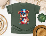 Bear With Flag Hat graphic tee in Moss