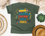 Sharpen Your Mind Like A Pencil graphic tee in Moss