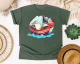 Patriotic Sailboat graphic tee in Moss