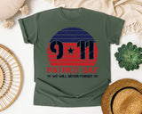 Patriot Day We Will Never Forget Red 3 graphic tee in Moss