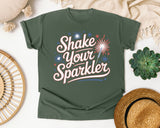 Shake Your Sparkler White 4 graphic tee in Moss