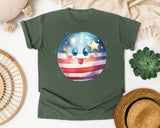 Patriotic Smiley Ball graphic tee in Moss