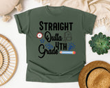 Straight Outta 4th Grade Alarm Clock graphic tee in Moss