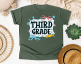 Third Grade Notebook Bow graphic tee in Moss
