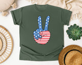 American Flag Peace Sign graphic tee in Moss