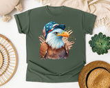Eagle In Flag Hat Brown graphic tee in Moss