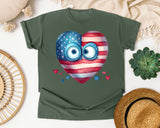 Patriotic Heart With Eyes graphic tee in Moss