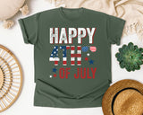 Happy 4th Of July White graphic tee in Moss