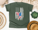 Flying Eagle American Flag graphic tee in Moss