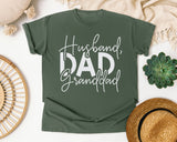 Husband Dad Granddad White graphic tee in Moss