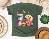 Patriotic Movie Snacks graphic tee in Moss