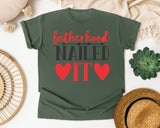 Fatherhood Nailed It White 3 graphic tee in Moss