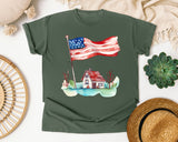 Flag Over Country House graphic tee in Moss