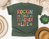 Rockin This Teacher Life Grey 2 3 graphic tee in Moss