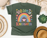 100 Days Of Kindergarten Rainbow graphic tee in Moss