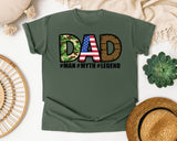 Dad Man Myth Legend Brown 2 graphic tee in Moss