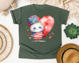 Patriotic Kid With Heart graphic tee in Moss