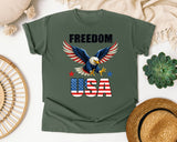 Freedom USA Grey graphic tee in Moss
