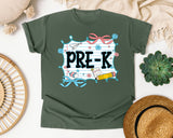 Pre-K Notebook Bow graphic tee in Moss