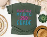 Roaring My Into 2nd Grade graphic tee in Moss