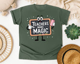 Teachers Make Magic graphic tee in Moss