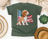 Puppy With American Flag graphic tee in Moss