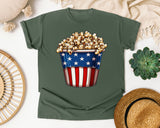 Patriotic Popcorn Bucket graphic tee in Moss