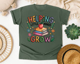 Helping Little Minds Grow Books graphic tee in Moss