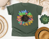 Patriotic Sunflower graphic tee in Moss