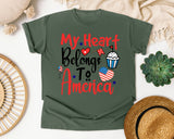 My Heart Belongs To America Red graphic tee in Moss