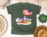 Flag Over Farmhouse graphic tee in Moss