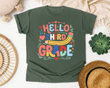 Hello Third Grade graphic tee in Moss