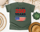 1776 2026 250 Years American Freedom graphic tee in Moss