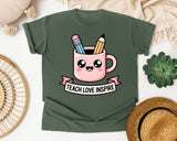 Teach Love Inspire Mug graphic tee in Moss