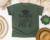 Roaring Into Pre-K Grey graphic tee in Moss