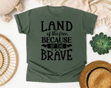 Land Of The Free Because Of The Brave White graphic tee in Moss