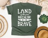 Land Of The Free Because Of The Brave White 2 graphic tee in Moss
