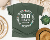 100 Days Smarter Kinder Braver Stronger White 2 graphic tee in Moss