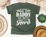 My Daddy Is My Hero White 6 graphic tee in Moss