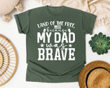 Land Of The Free Because My Dad Was Brave White 2 graphic tee in Moss
