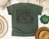 Game On 4th Grade Grey graphic tee in Moss