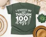 I Sparkled My Way Through 100 Days White 2 graphic tee in Moss