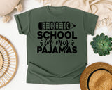 I Go To School In My Pajamas White graphic tee in Moss