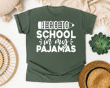 I Go To School In My Pajamas White 2 graphic tee in Moss
